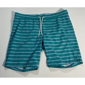 BONOBOS Blue & Aqua Striped Lined Swim Trunks Shorts Men's Size Medium